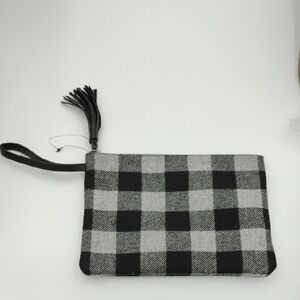 J. Jill Black and Gray Checkered Clutch